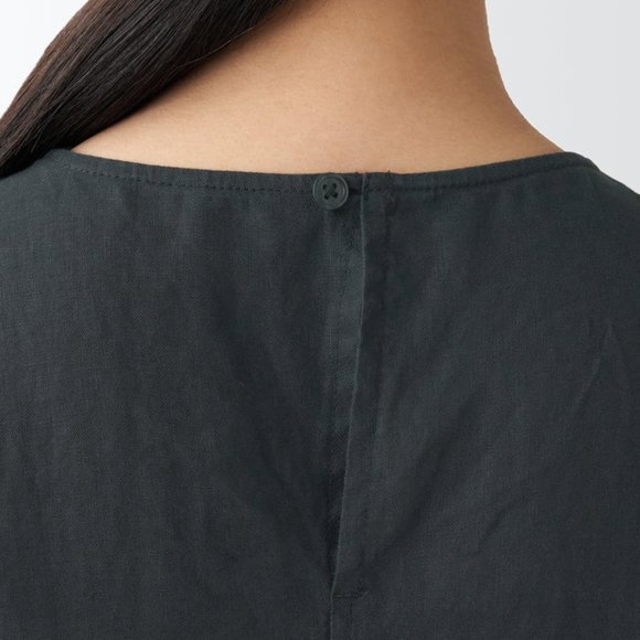 MUJI WOMEN'S FRENCH LINEN SLEEVELESS DRESS -Smoky Brown - Size XS-S - Picture 3 of 6